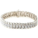 Silver-Diamond Bracelet 10 Diamonds .10 Carat T.W. Vermeil 3.04g