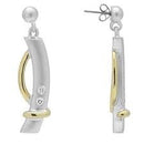 Silver-Diamond Earrings 2 Diamonds .10 Carat T.W. 925 Silver 0.64g