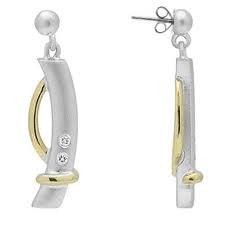 Silver-Diamond Earrings 18 Diamonds .18 Carat T.W. Vermeil 1.87g