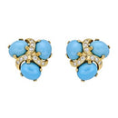 Aquamarine Gold-Diamond & Stone Earrings 28 Diamonds .28 Carat T.W.