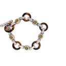 Judith Ripka Tiger Eye and Citrine Bracelet 925 Silver 26.4g