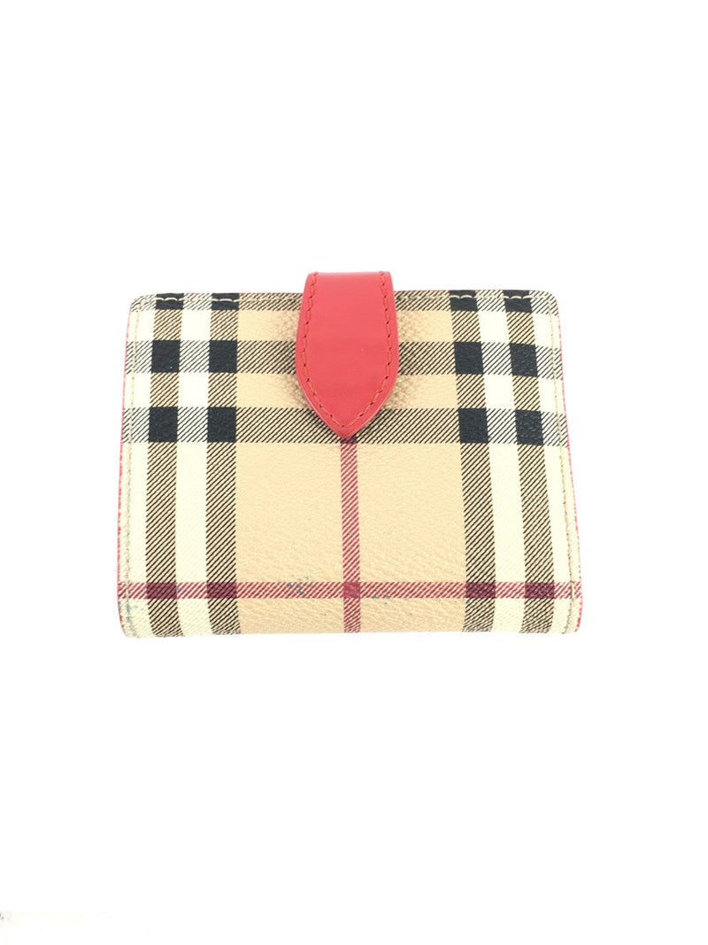 BURBERRY LUNA HOUSE CHECK & DERBY WALLET RED