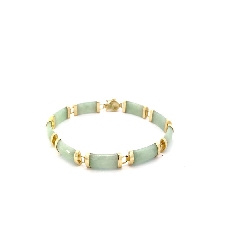 Jade Gold-Stone Bracelet 10K Yellow Gold 11.89g