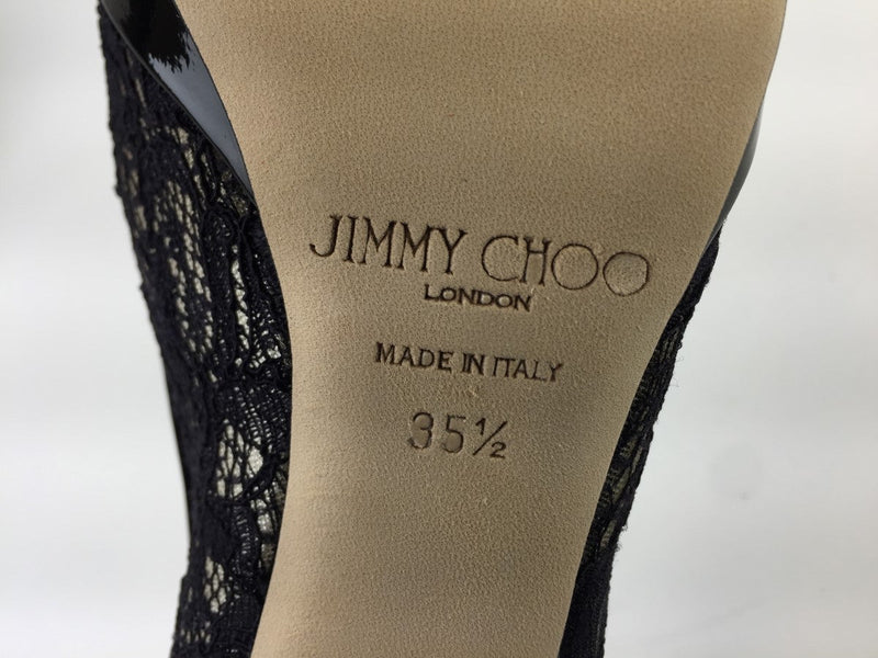 JIMMY CHOO LUNA PEEP TOE LACE BLACK