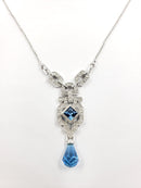 Aquamarine Diamond Necklace 20 Diamonds .20 Carat T.W. 14K White Gold