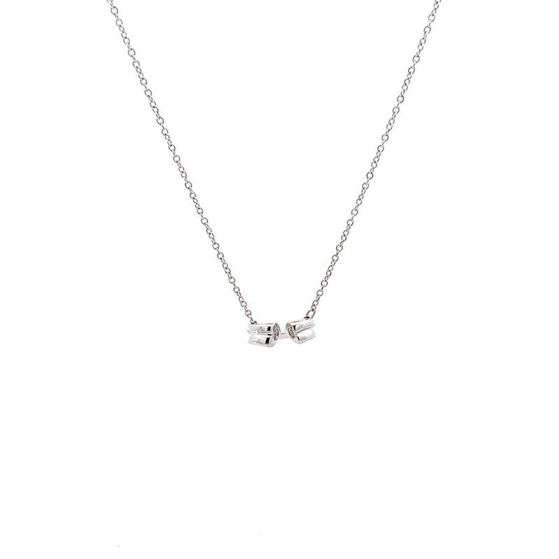 TIFFANY & CO. PALOMA PICASSO OPEN HEART DIAMOND NECKLACE 2.67G 18K-W/G, 2-ROUND