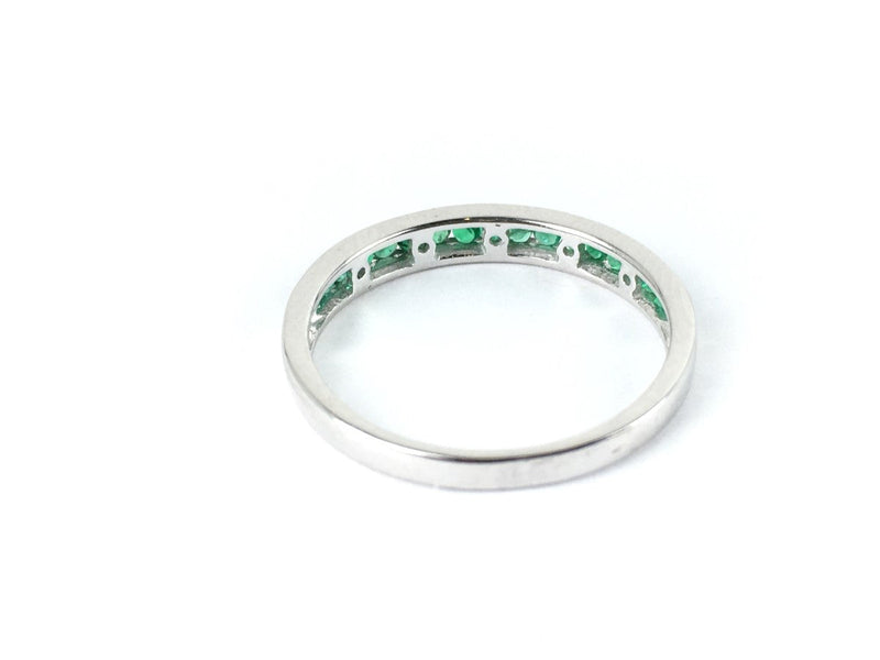 Emerald Lady's Stone Ring 10K White Gold 1.55g