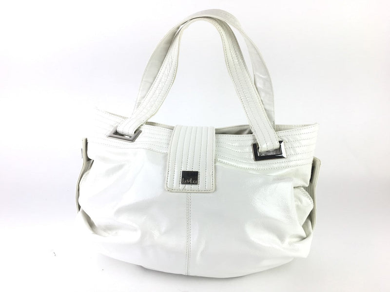 KOOBA WHITE PATENT LEATHER SATCHEL