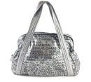 CHANEL METALLIC COATED CANVAS UNLIMITED LIGNE SHOULDER BAG SILVER/BLACK (WOR) 270