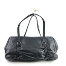 PRADA BLACK LEATHER PUSHLOCK SHOULDER BAG