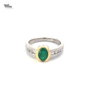 Emerald Lady's Stone & Diamond Ring 6 Diamonds .18 Carat T.W. 14K White Gold