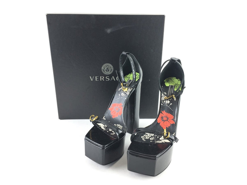 VERSACE STRAPPY PLATFORMS BLACK SIZE 40 (US 10), INCLUDES BOX AND DUST BAG