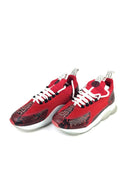 VERSACE MEN'S CHAIN REACTION PYTHON GREEK KEY SNEAKERS RED SIZE 41 (US 8)