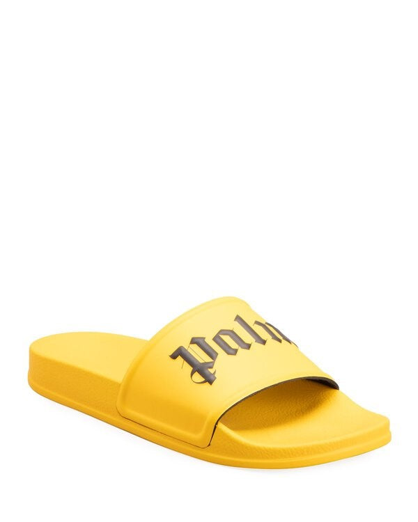 PALM ANGELS MEN'S SCRIPT LOGO POOL SLIDE SANDALS