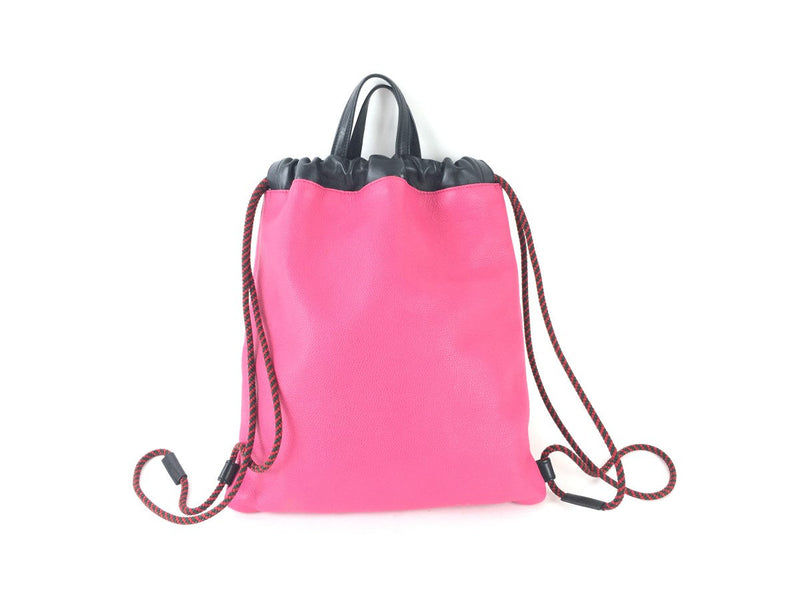 GUCCI CALFSKIN LOGO DRAWSTRING BACKPACK BRIGHT PINK