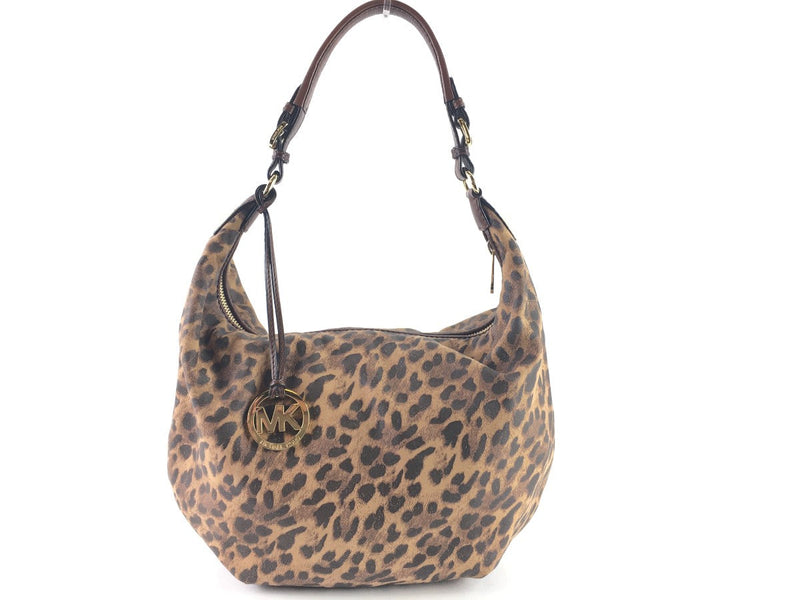 MICHAEL KORS LEOPARD PRINT HOBO SHOULDER BAG