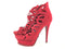 YVES SAINT LAUREN CALFSKIN TRIBUTE 16 LACE UP PLATFORM SANDALS RED SIZE 8