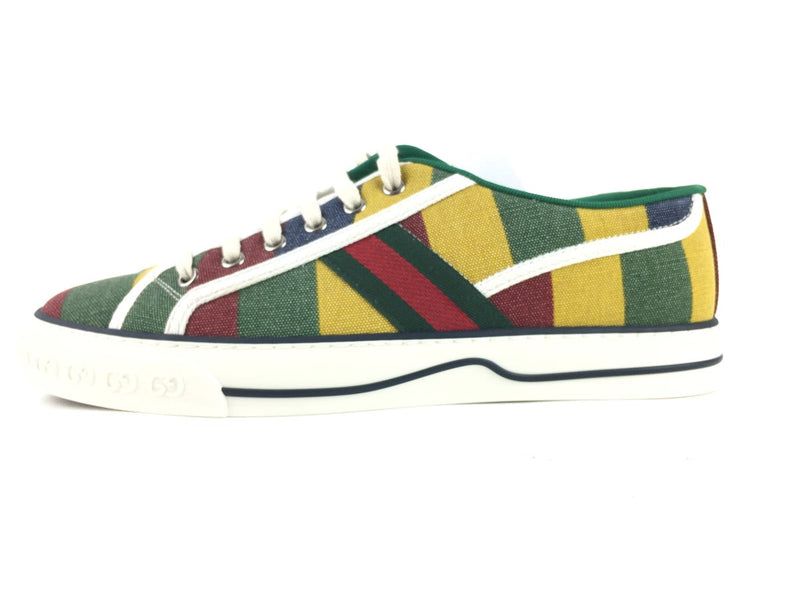 GUCCI MEN'S STRIPPED CANVAS TRAINERS, SIZE 8