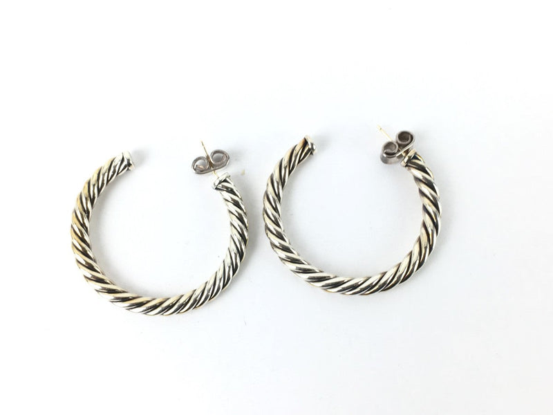 DAVID YURMAN SILVER CABLE LARGE HOOP EARRINGS 19.24G SILV-925,