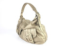 COLE HAAN METALLIC GOLD LEATHER DOUBLE POCKET SATCHEL