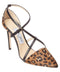 JIMMY CHOO TIFF 100/40 LEOPARD PRINT PONY HAIR AND LEATHER HEELS SIZE 10