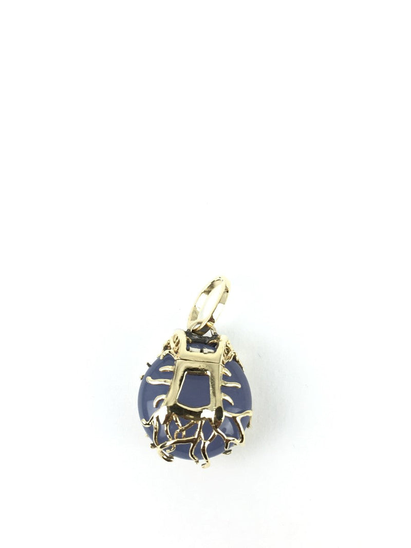 Blue Stone 8 Diamonds .24 Carat T.W. 748 Yellow Gold 4g