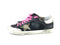 GOLDEN GOOSE SUPER-STAR SNEAKERS IN BLACK GLITTER AND SUEDE WITH CAMOUFLAGE FABR