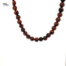 TIGER'S EYE MEN'S BEAD NECKLACE W/STERLING SILVER 24"