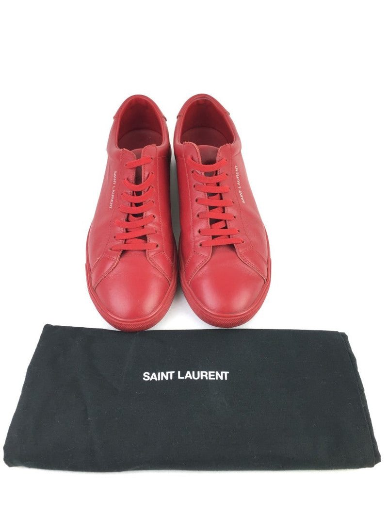 YVES SAINT LAURENT LEATHER ANDY LOW TOP SNEAKERS RED SIZE 11