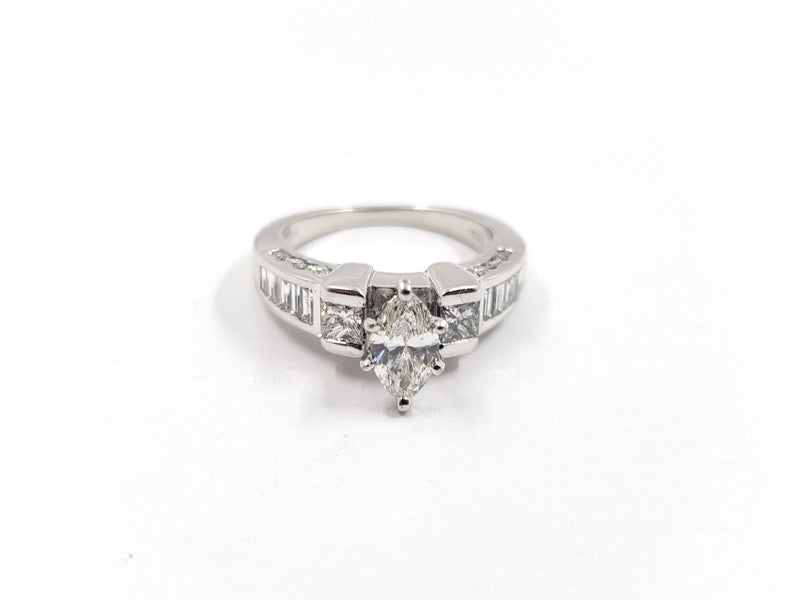 .68cntr Mq Diamond Ring 23 Diamonds 2.48 Carat T.W. 14K White Gold 5.74g