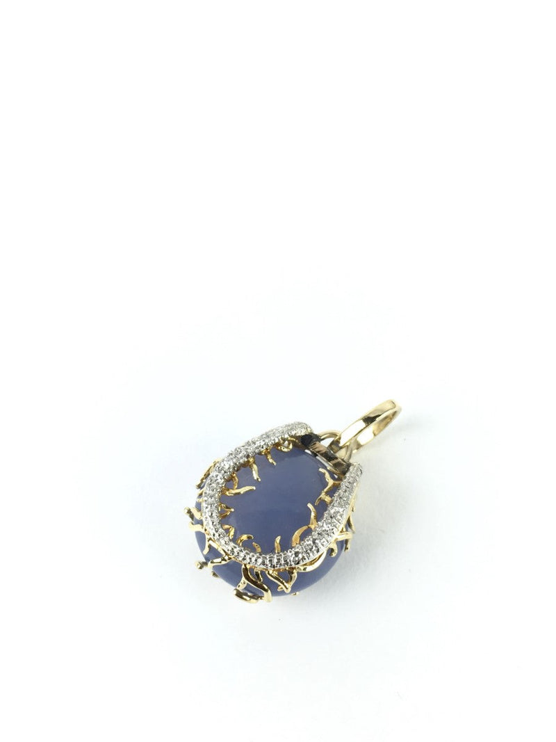 Blue Stone 8 Diamonds .24 Carat T.W. 748 Yellow Gold 4g