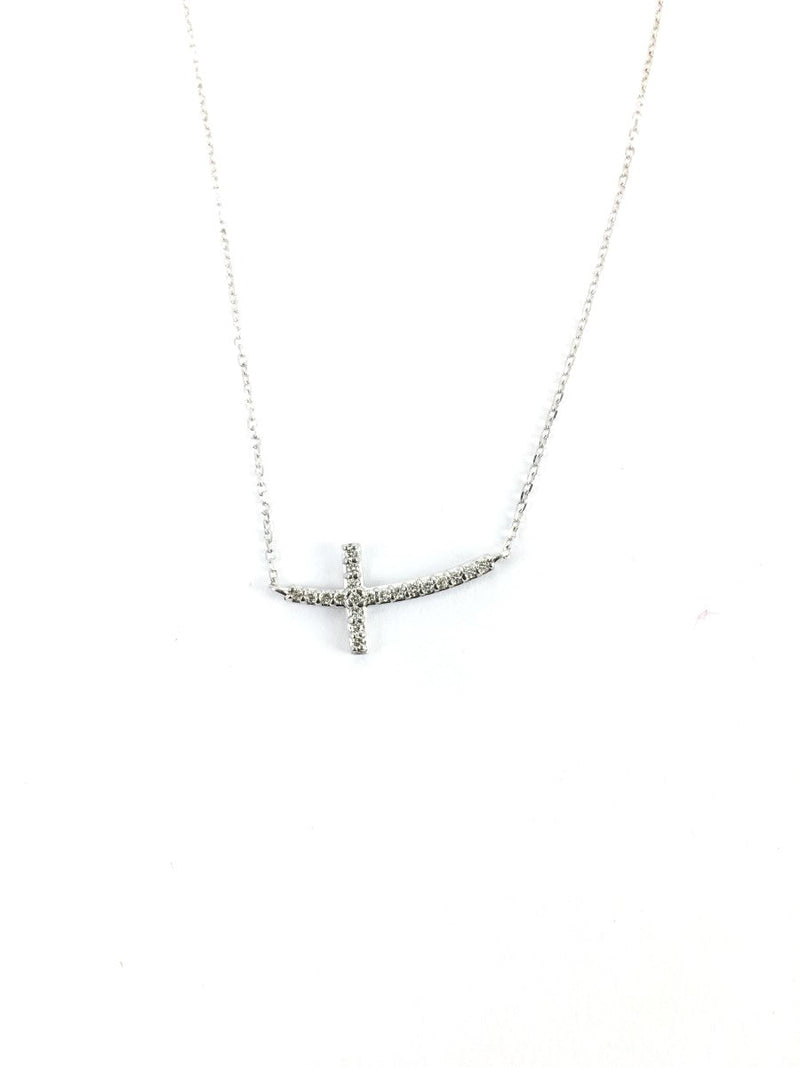 Diamond Necklace 10 Diamonds .10 Carat T.W. 14K White Gold 1.58g