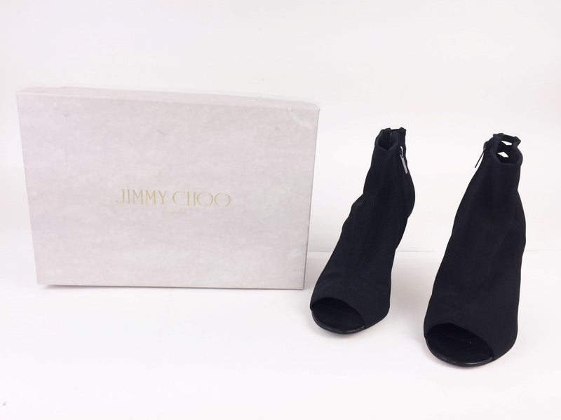 JIMMY CHOO DRIANA 85 MESH PEEP TOE BOOTIES BLACK SIZE 39.5