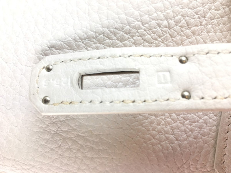 HERMÈS CLEMENCE BIRKIN 30 HANDBAG WHITE PHW