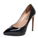 VALENTINO PATENT LEATHER POINTY TOE PLATFORM PUMPS BLACK SIZE 37.5 (US 7.5)