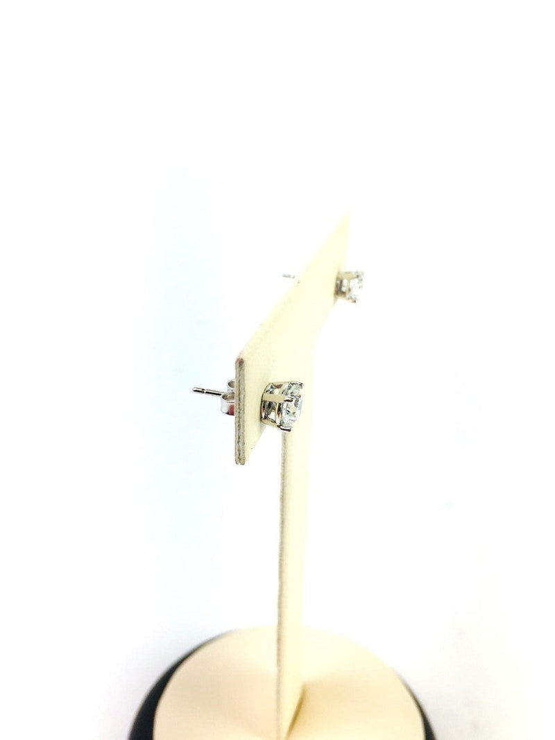 Gold-Diamond Earrings 2 Diamonds 1.10 Carat T.W. 14K White Gold 1.22g
