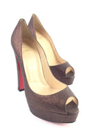 CHRISTIAN LOUBOUTIN BROWN GLITTER ALTADAMA PEEP TOE