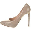 VALENTINO PATENT LEATHER POINTY TOE PLATFORM PUMPS NUDE SIZE 37 (US 7)