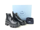 PRADA MONOLITH BRUSHED LEATHER CHELSEA BOOTS