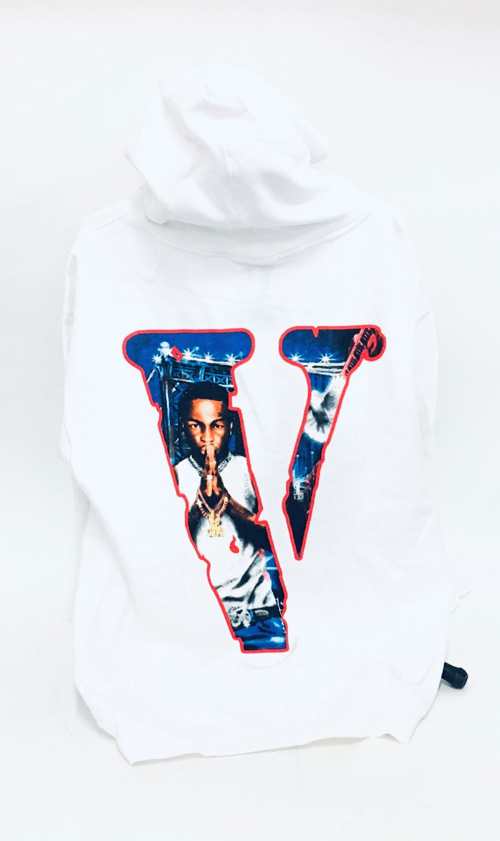 VLONE X POP SMOKE CITY "SHOOT FOR THE STARS AIM FOR THE MOON" HOODIE WHITE SIZE