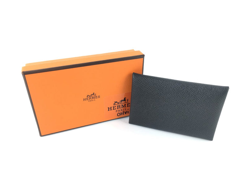 HERMÈS EPSOM CALVI CARD HOLDER BLACK