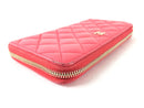 CHANEL LAMBSKIN ZIP AROUND WALLET CORAL