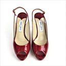 JIMMY CHOO PATENT LEATHER CLUE PEEP TOE SLINGBACK HEELS