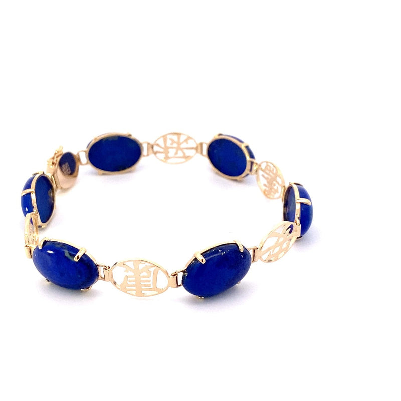 Lapis Gold-Stone Bracelet 14K Yellow Gold 9.06g