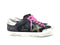 GOLDEN GOOSE SUPER-STAR SNEAKERS IN BLACK GLITTER AND SUEDE WITH CAMOUFLAGE FABR