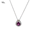 DIAMOND & RHODALITE NECKLACE 1.24G 14K-W/G, 1-PEAR CUT RHODALITE 0.30CTW, 21-ROU