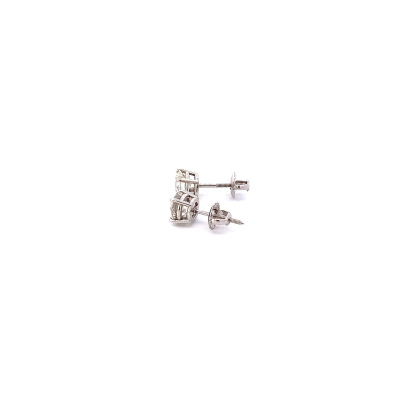 LAB GROWN DIAMOND STUD EARRINGS 1.82G 562-W/G, 2-ROUND BRILLIANT CUT DIAMOND 2.0