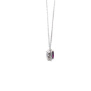 DIAMOND & RHODALITE NECKLACE 1.24G 14K-W/G, 1-PEAR CUT RHODALITE 0.30CTW, 21-ROU