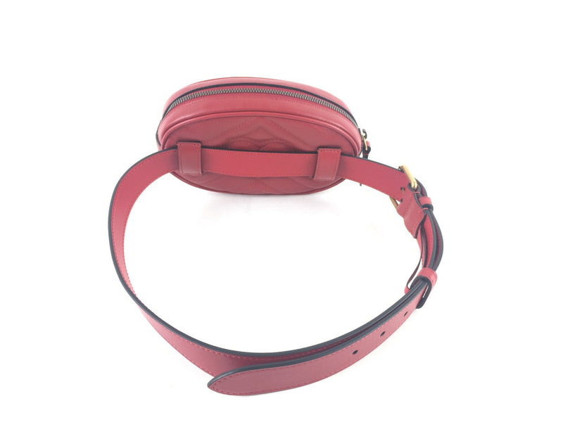 GUCCI QUILTED LEATHER GG MARMONT BELT BAG RED