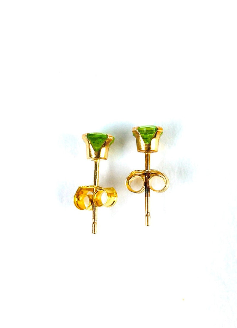 Peridot Gold-Stone Earrings 10K Yellow Gold 0.4g